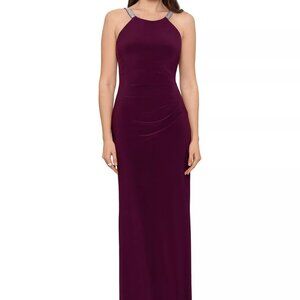 Betsy & Adam Womens Size 6 Halter Neck Rhinestone Straps Cocktail Dress , Size 8